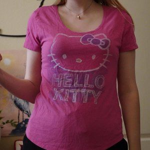 Scoop Neck Hello Kitty Licensed Bright Pink Shirt